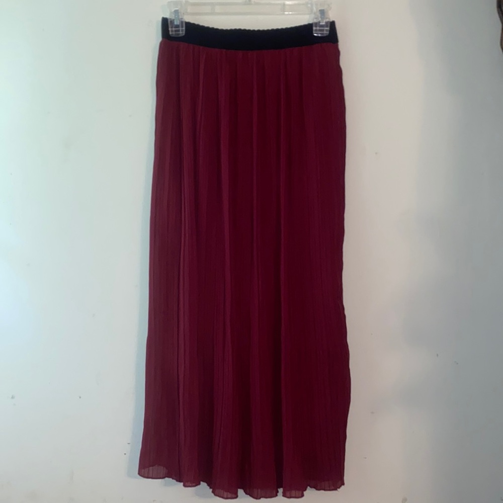 Miss Cocoa Garnet Pleated Maxi Skirt